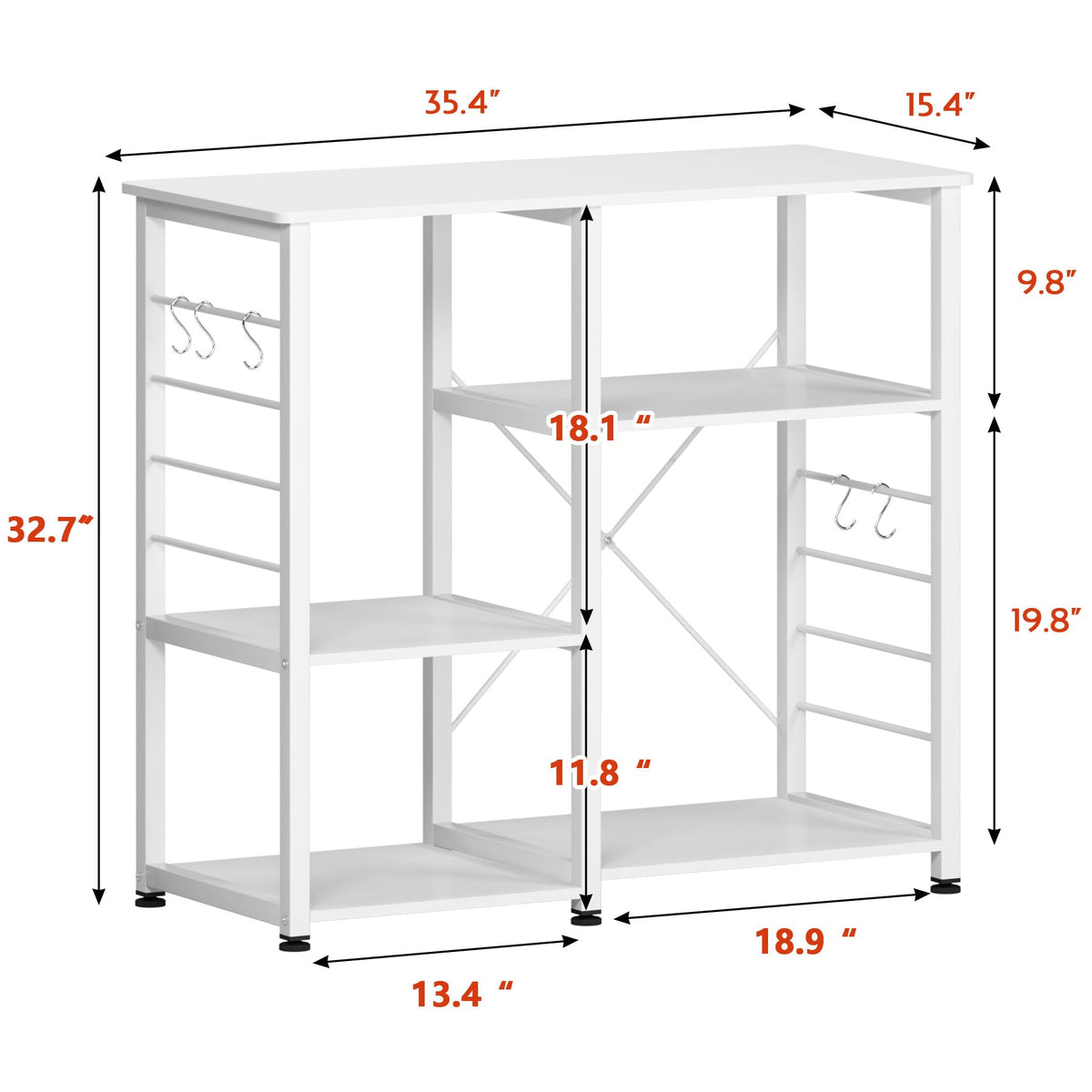 DlandHome Microwave Cart Stand 35.4 inches, Kitchen Baker's Rack Utility Storage Shelf Microwave