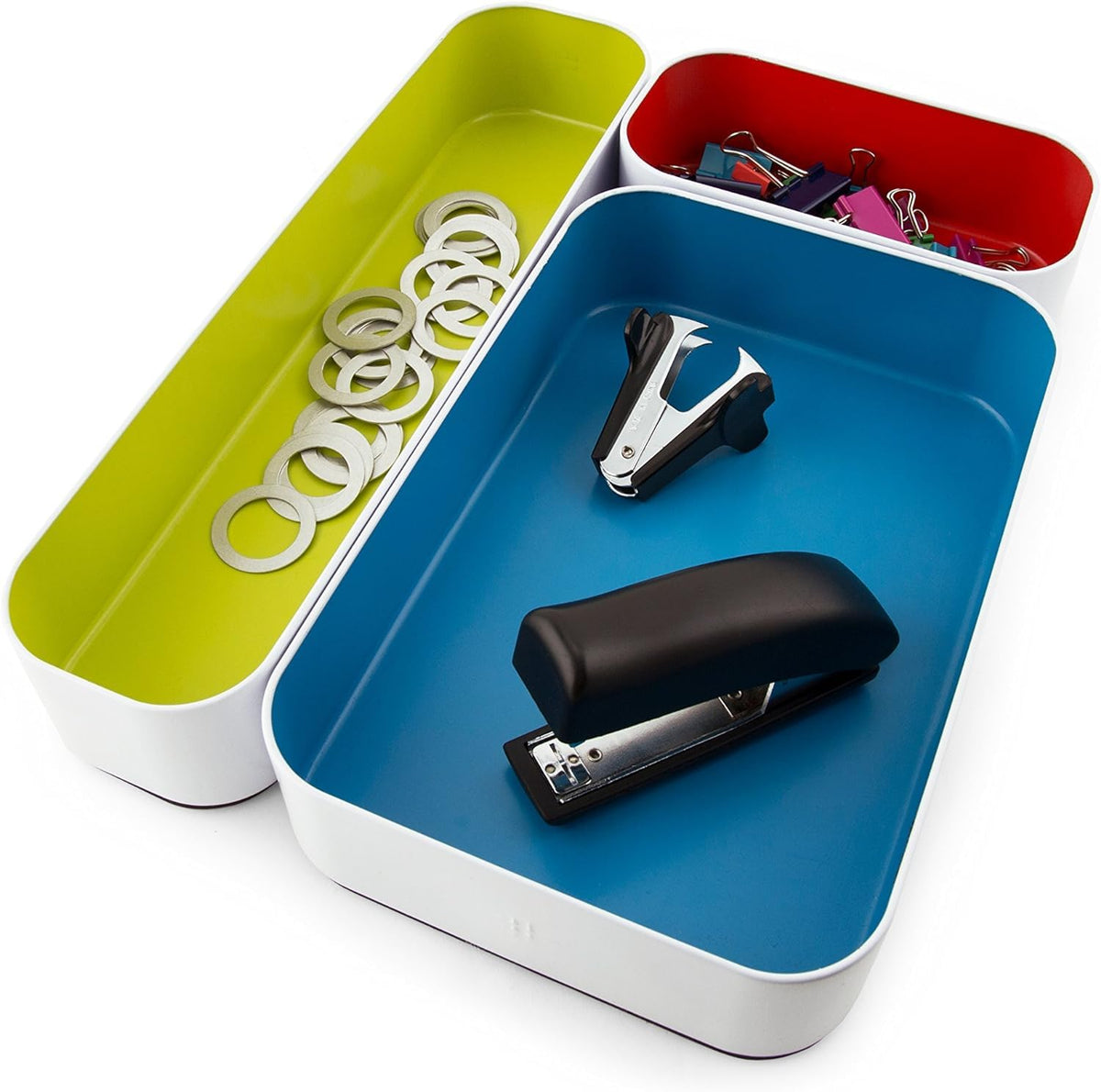 Three by Three Seattle Metal Drawer Organizer Tray Set, 3-Pc (Multicolor)