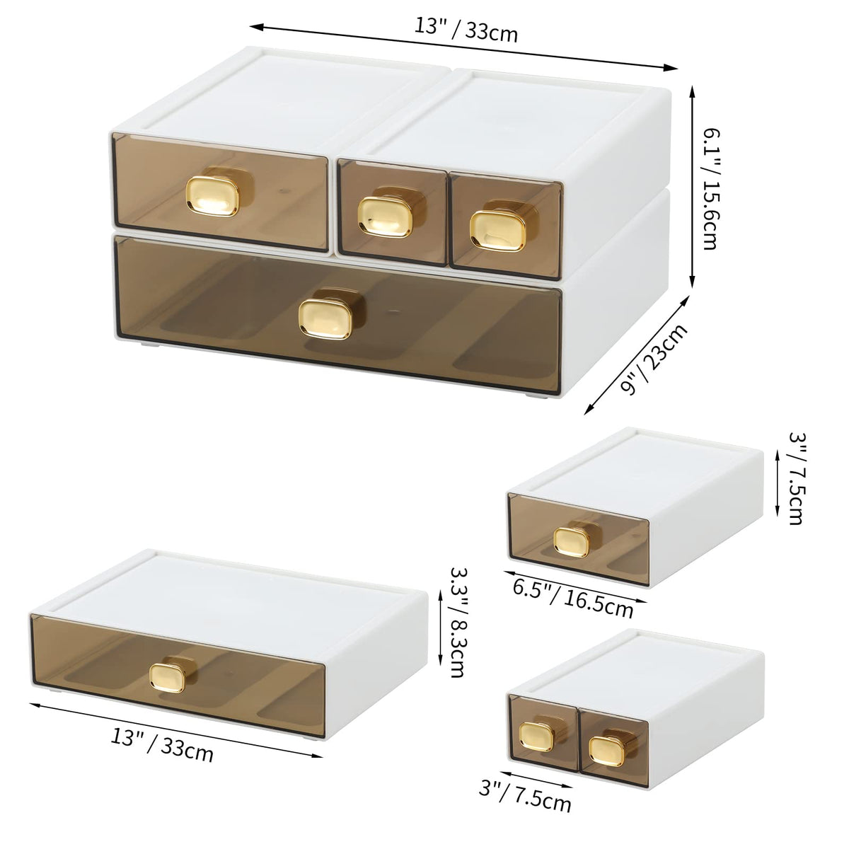 OSteed Desktop Storage Drawers, Stackable Countertop Organizer with Drawers