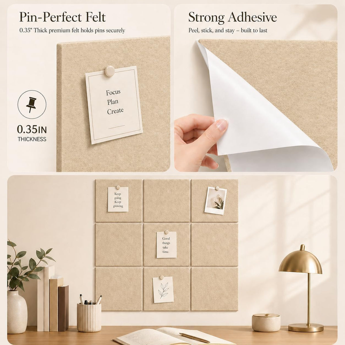 Baysola Felt Bulletin Board Tiles, Cork Board Alternative, 48 x 36 in