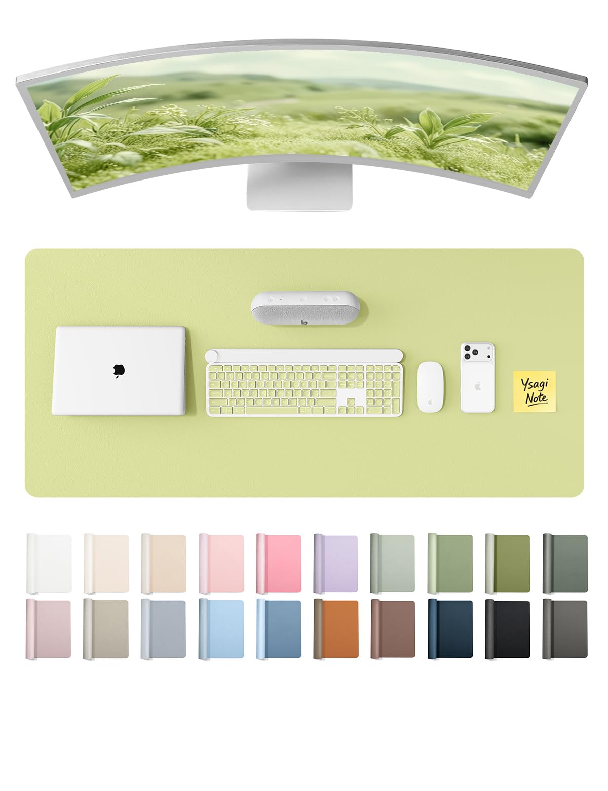 YSAGi Leather Desk Protector, Office Mat, Large Mouse Mat, Non-Slip PU Leather Blotter, Laptop Pad
