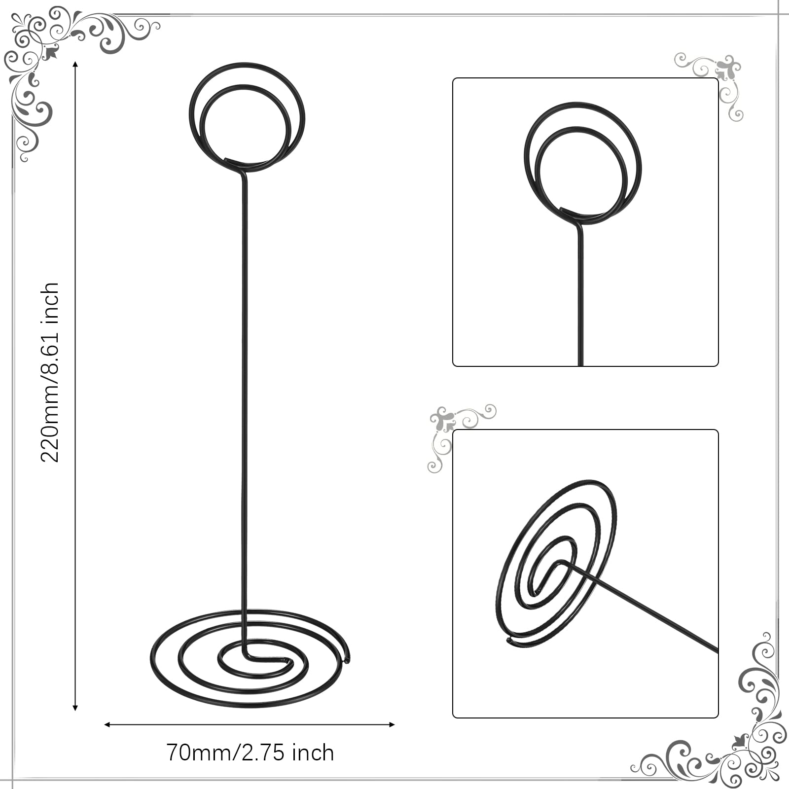 24 Pack 8.86 Inch Table Number Holder Wire Photo Holder Picture Name Menu Clips Memo Note Cards