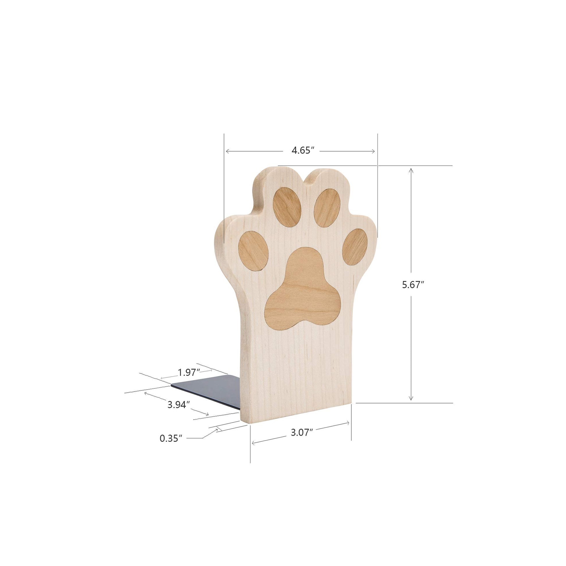 Pandapark Paw Bookends,Non-Skid Bookend for Shelves,Heavy Duty Bookends,Book Stand for Books/CDs,1