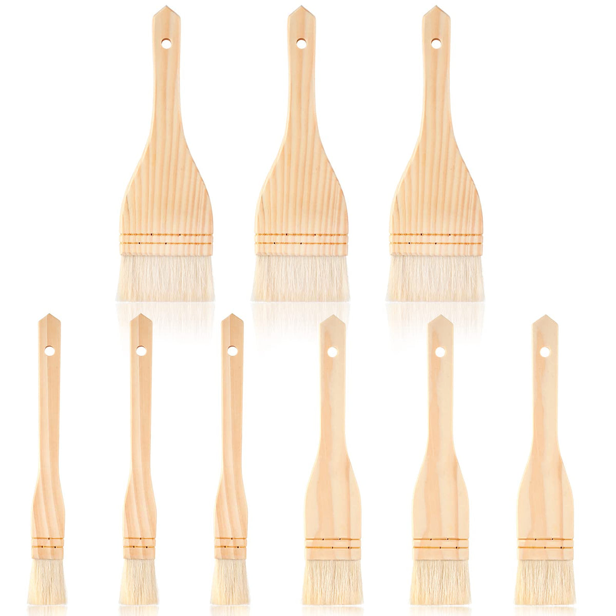Flat Hake Brushes Hake Paint Brush Artist Painting Set, 9 Pieces