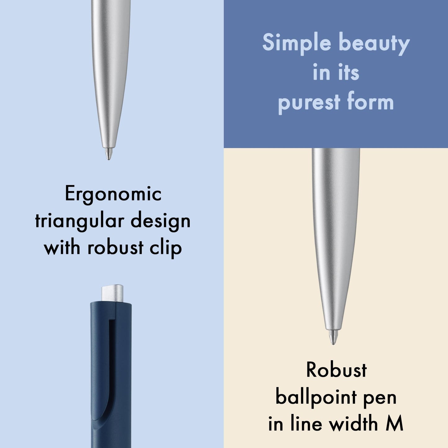 Lamy noto blue-silver ballpoint pen - purist ballpoint pen with triangular plastic barrel - clip