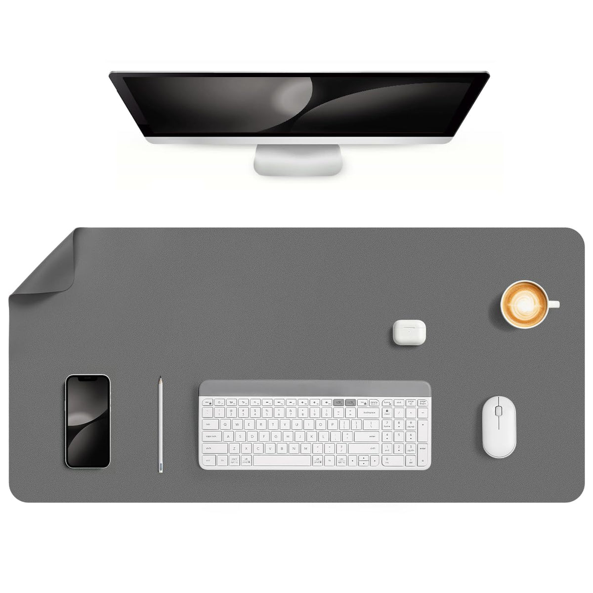 Jumdast Dual Sided Desk Pad Faux Leather Desk Mat Large Mouse Pad