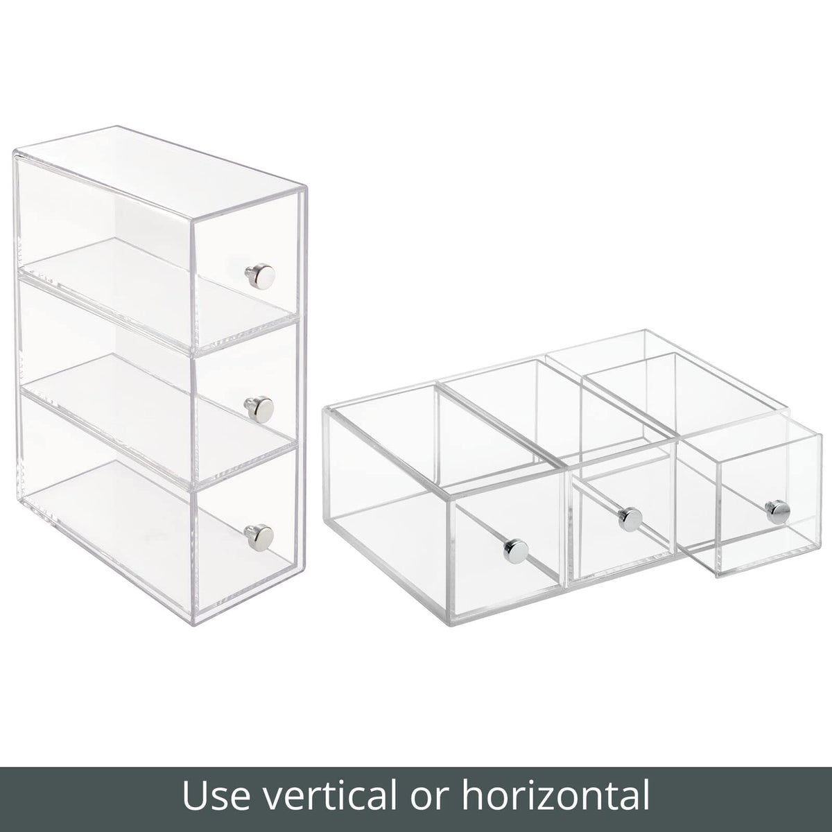 mDesign Plastic Stackable Desktop Organizer Tower Storage Station with 3 Drawers for Home Office