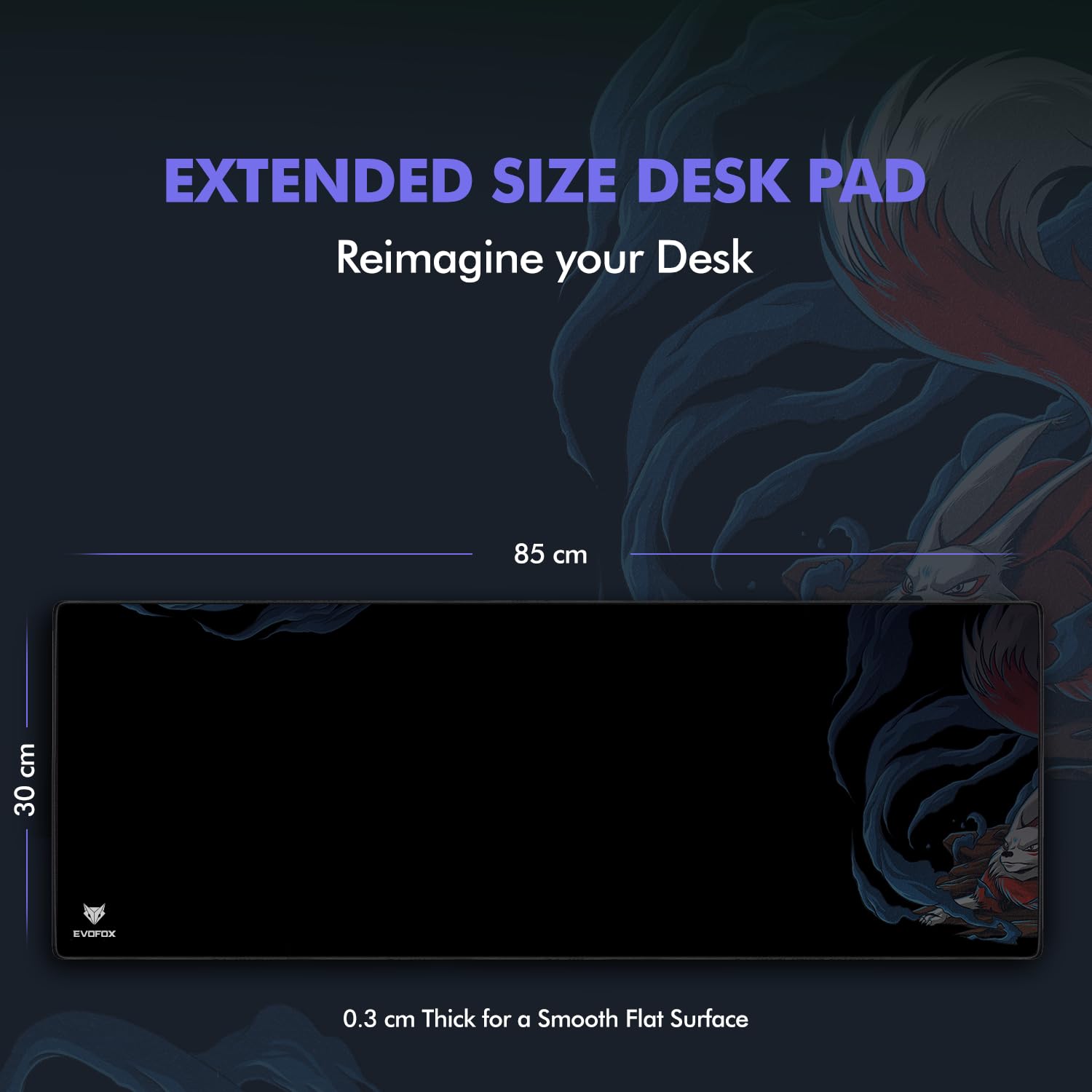 Amkette EvoFox Falcon X85 Multifunctional Gaming Mouse Pad/Desk Pad with Micro Textured Surface