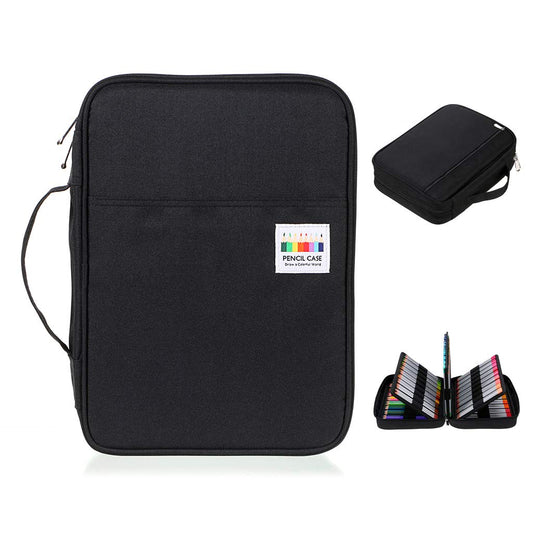 BTSKY Colored Pencil Case 220 Slots Pen Pencil Bag Organizer with Handy Wrap Portable- Multilayer