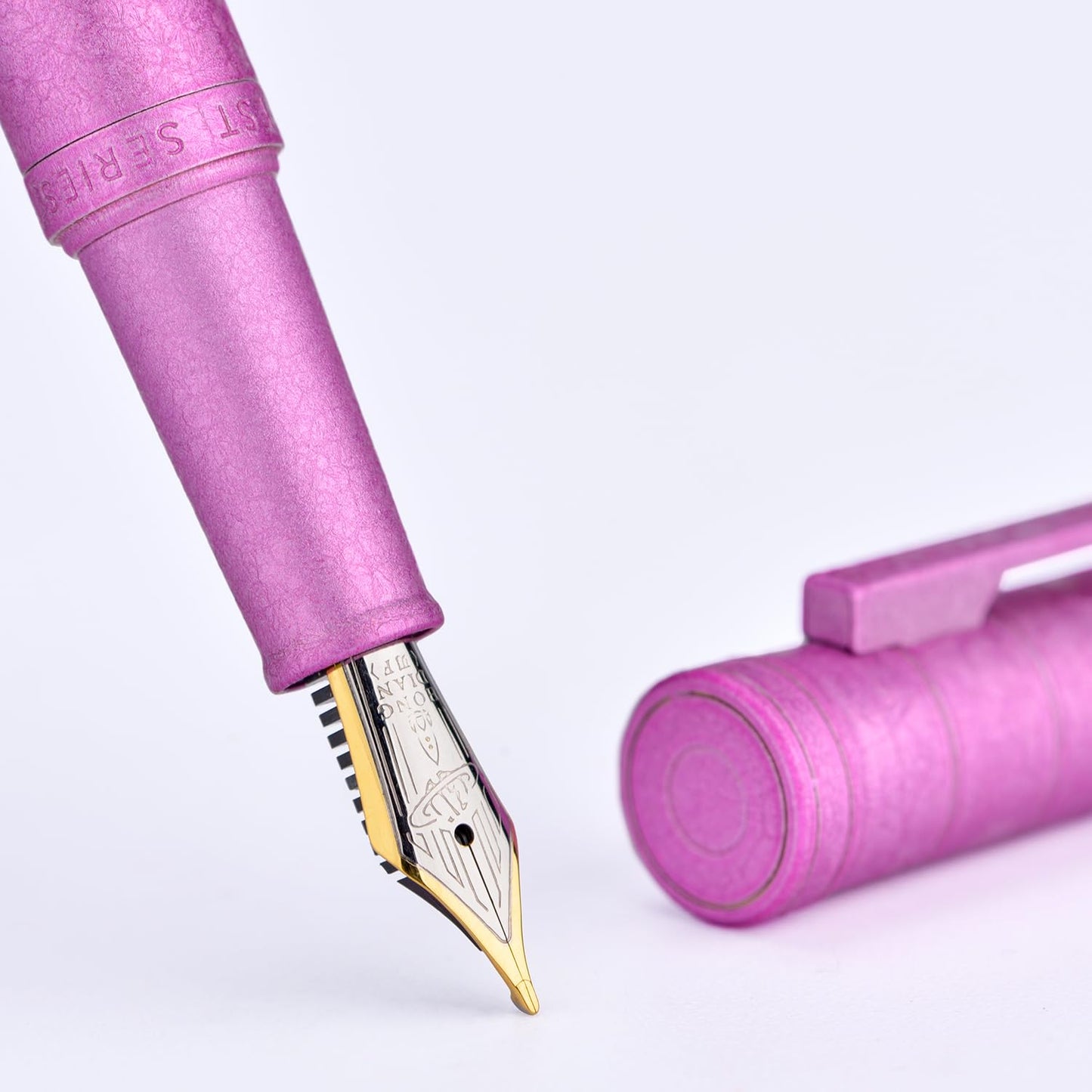 Hongdian 1851 Forest Fountain Pen Pink Ice Flowers, Blade Nib Classic Design Calligraphy Pen with