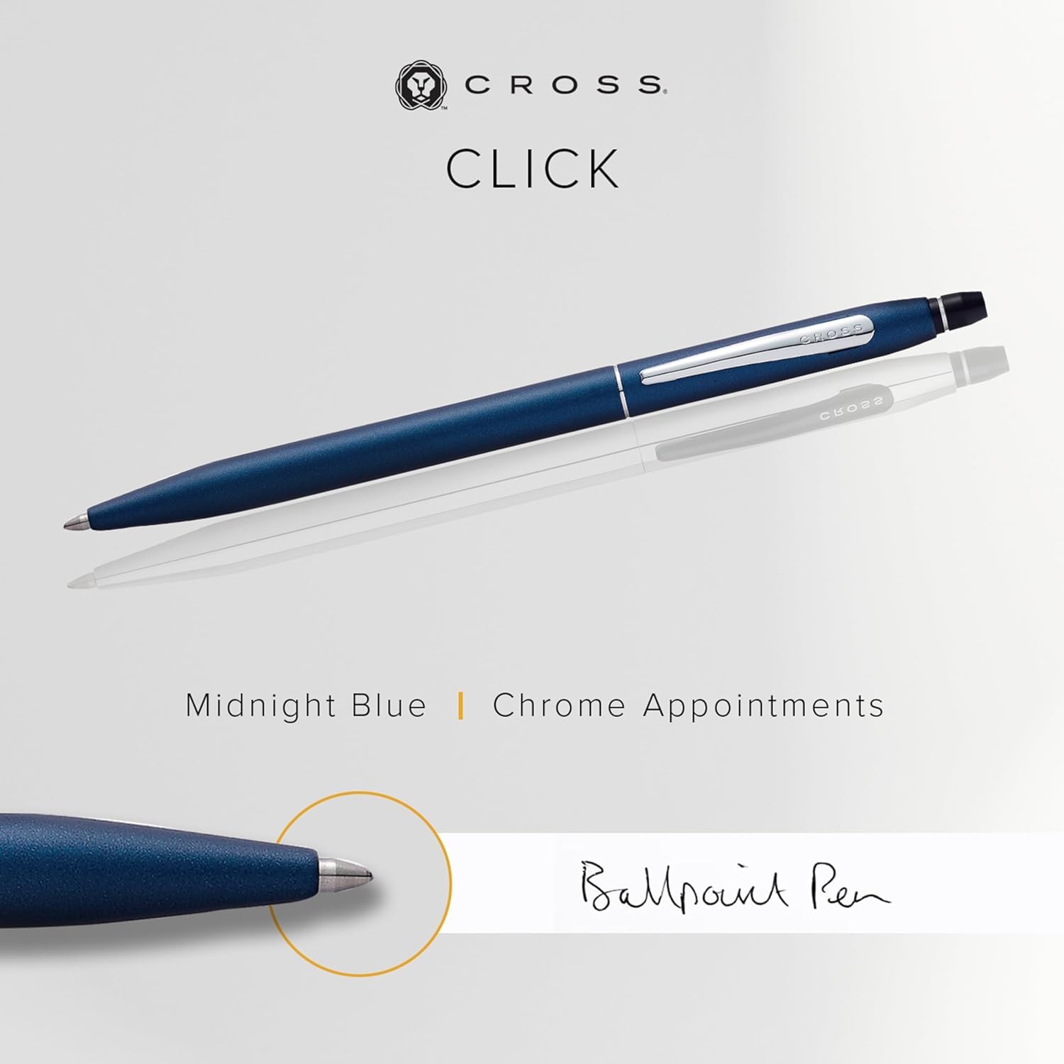 Cross Click Blue Lacquer Selectip Ballpoint Pen with Chrome Appointments and Bonus Slim Gel Refill