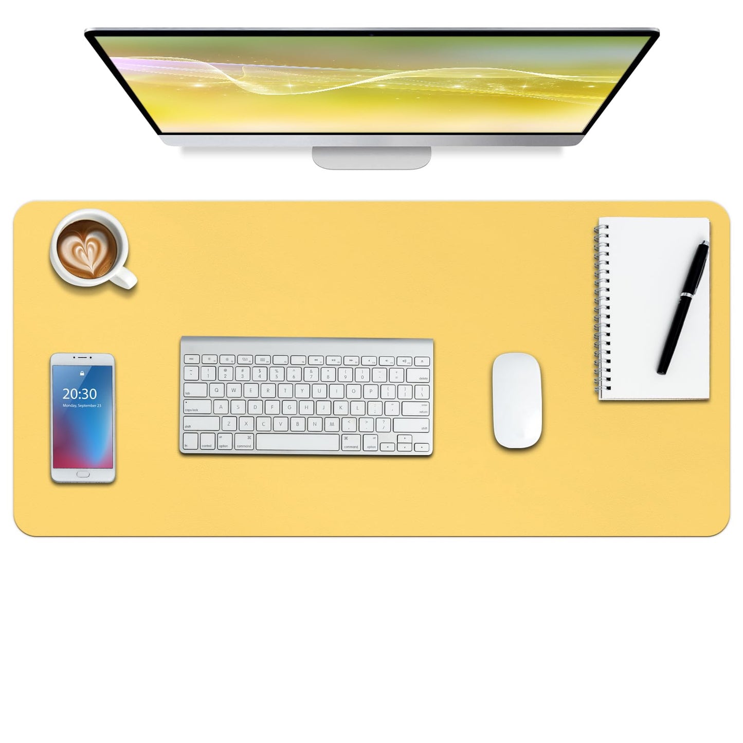 Boutilon Leather Desk Pad Protector,Non-Slip Mouse Pad,Laptop Desk Pad,Office Mouse Mat,Waterproof