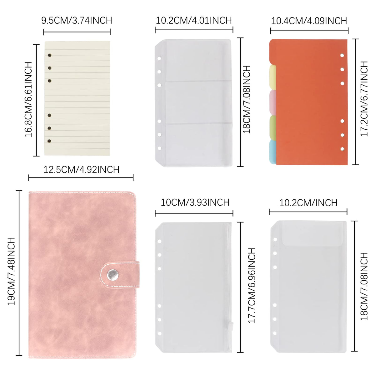 FYY A6 Binder Refillable Planner Notebook 6 Ring, Pink