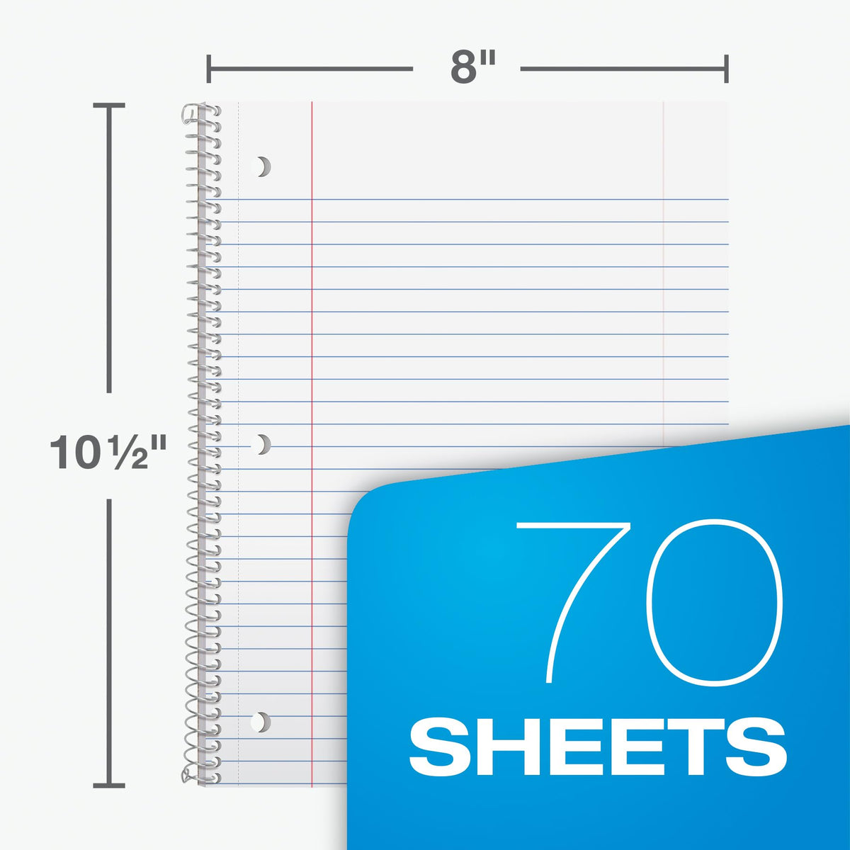 Oxford Spiral Notebook, 6 Pack, 1 Subject, Wide Ruled Paper, Notebooks for School, 8 x 10.5 Inches