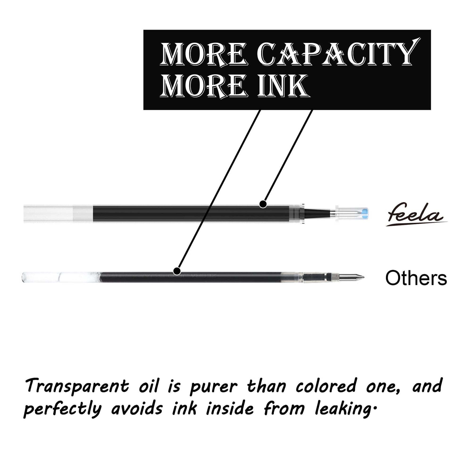 feela 52 Pack Retractable Black Ink Gel Pens, Premium Medium Point Rollerball Pens for School