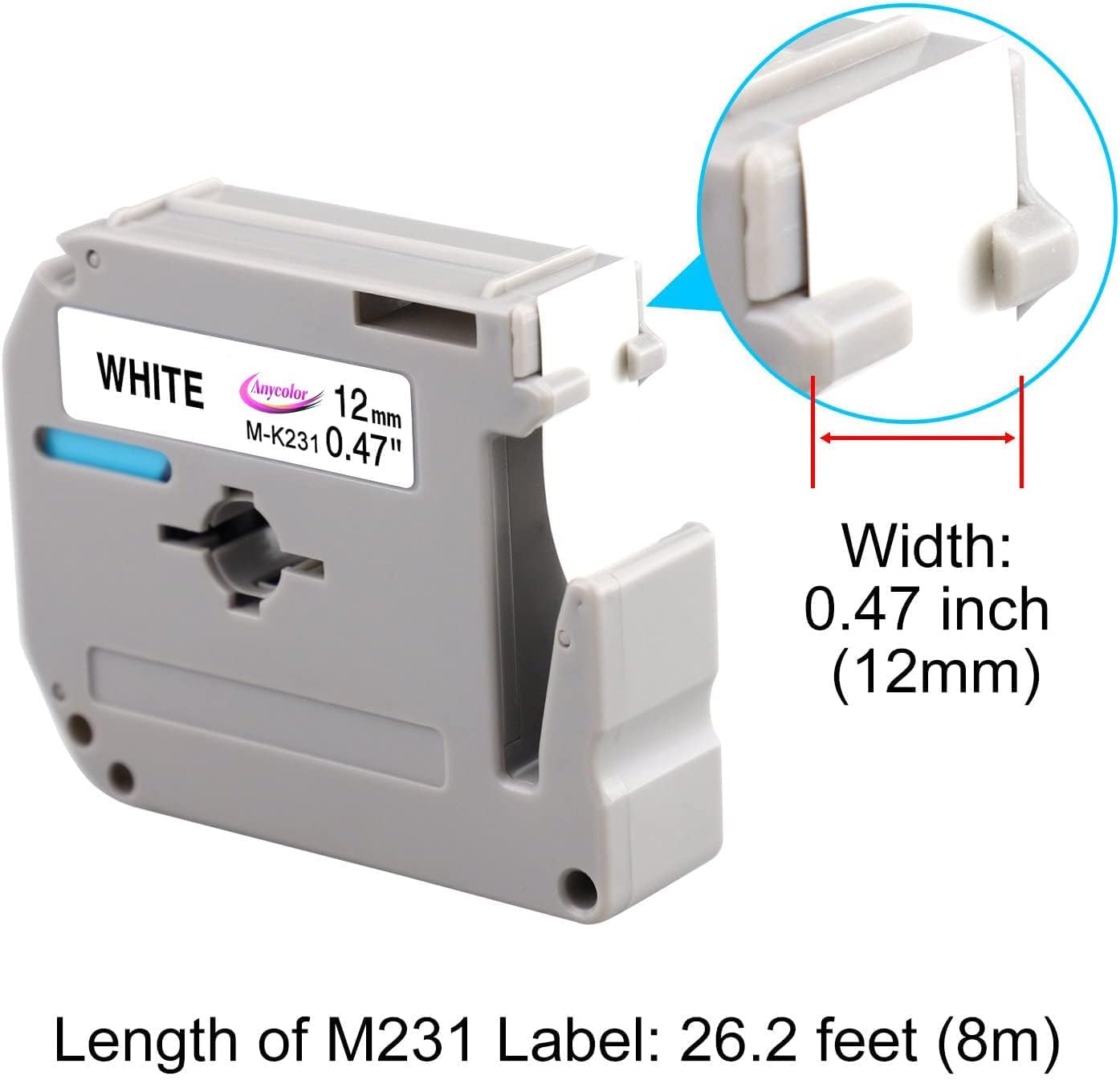 Anycolor 20-Pack M-K231s Label Tape Compatible with Brother P Touch M Tape