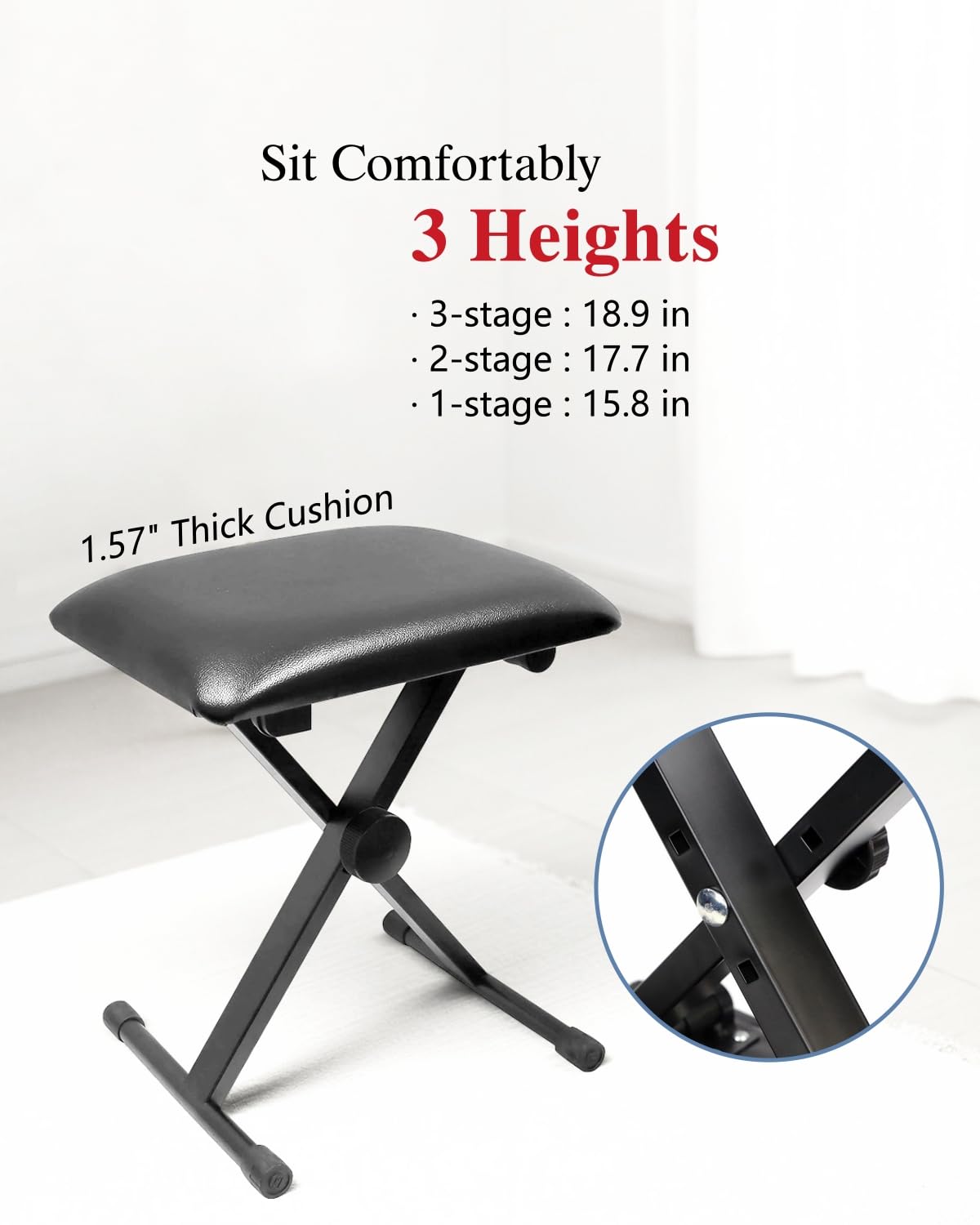Ｌｏｎｇｅｙｅ Longeye Extra Stability Piano Stand and Bench for 88-Key & 61-Key Piano Keyboard