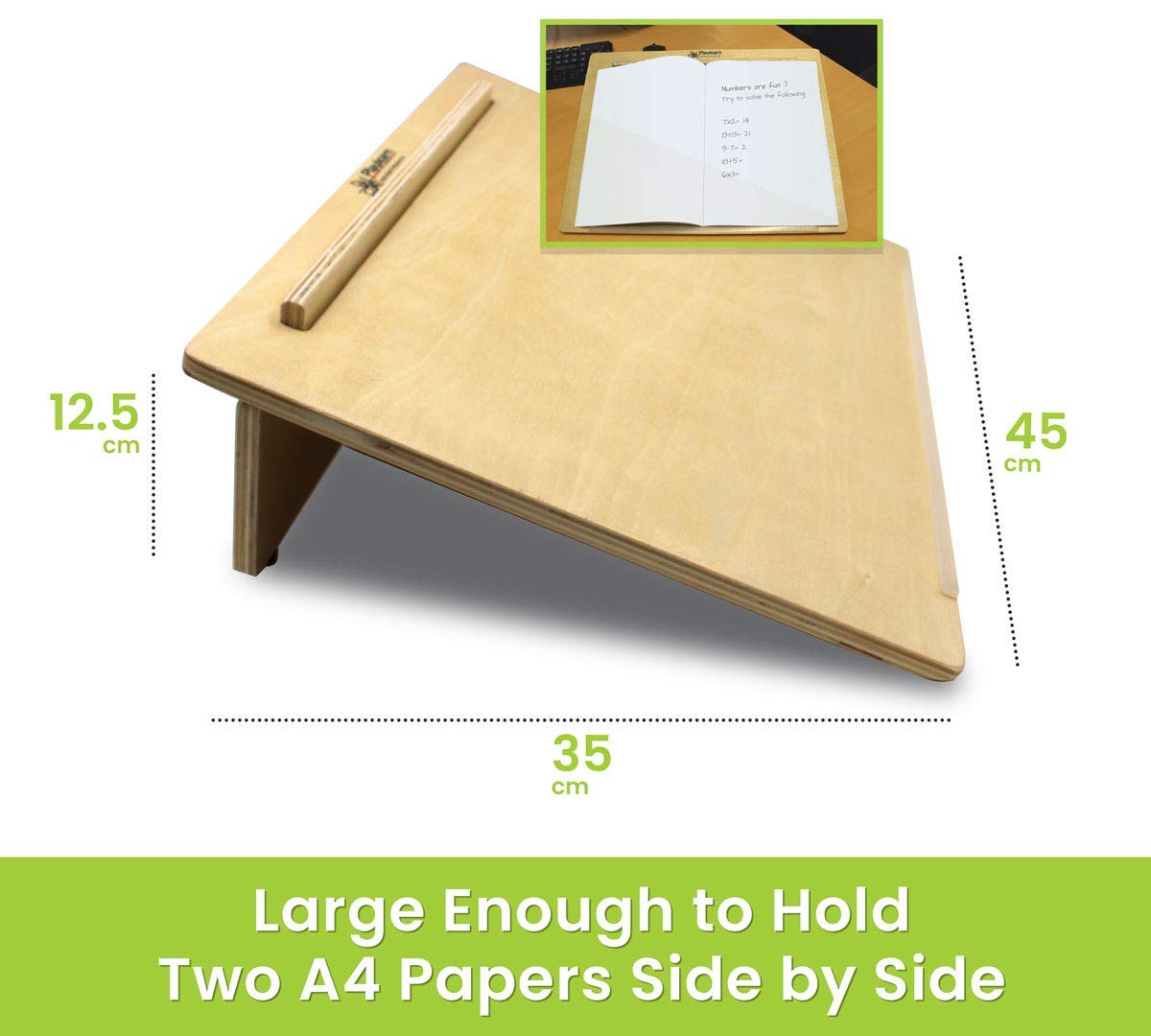 Playlearn Ergonomic Wooden Writing Slope/Slant Board - 20 Degree Optimal Angle - Extra Wide with