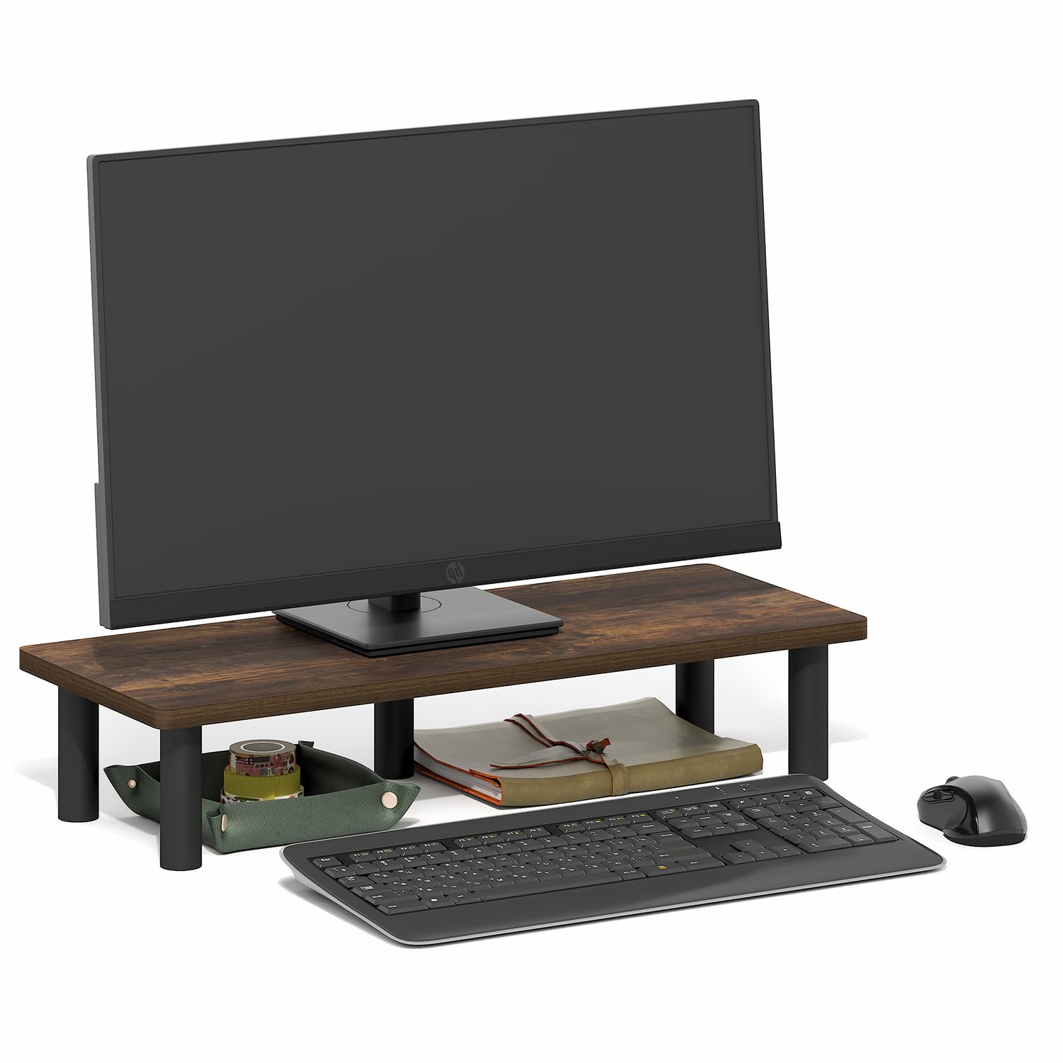 Furinno Turn-N-Tube Monitor Stand Riser, 23.6" Wide Rectangle Monitor Riser, Laptop Stand for Desk