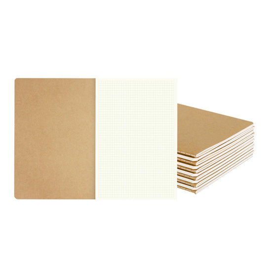 zmybcpack 12 Pack Kraft Graph Paper Notebook, A5 Size, 8.26"x5.5",