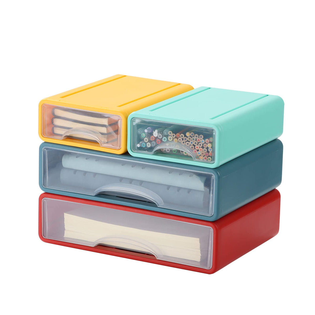 OSteed White Desktop Drawer Organizer Unit for Office Paper and Supplies
