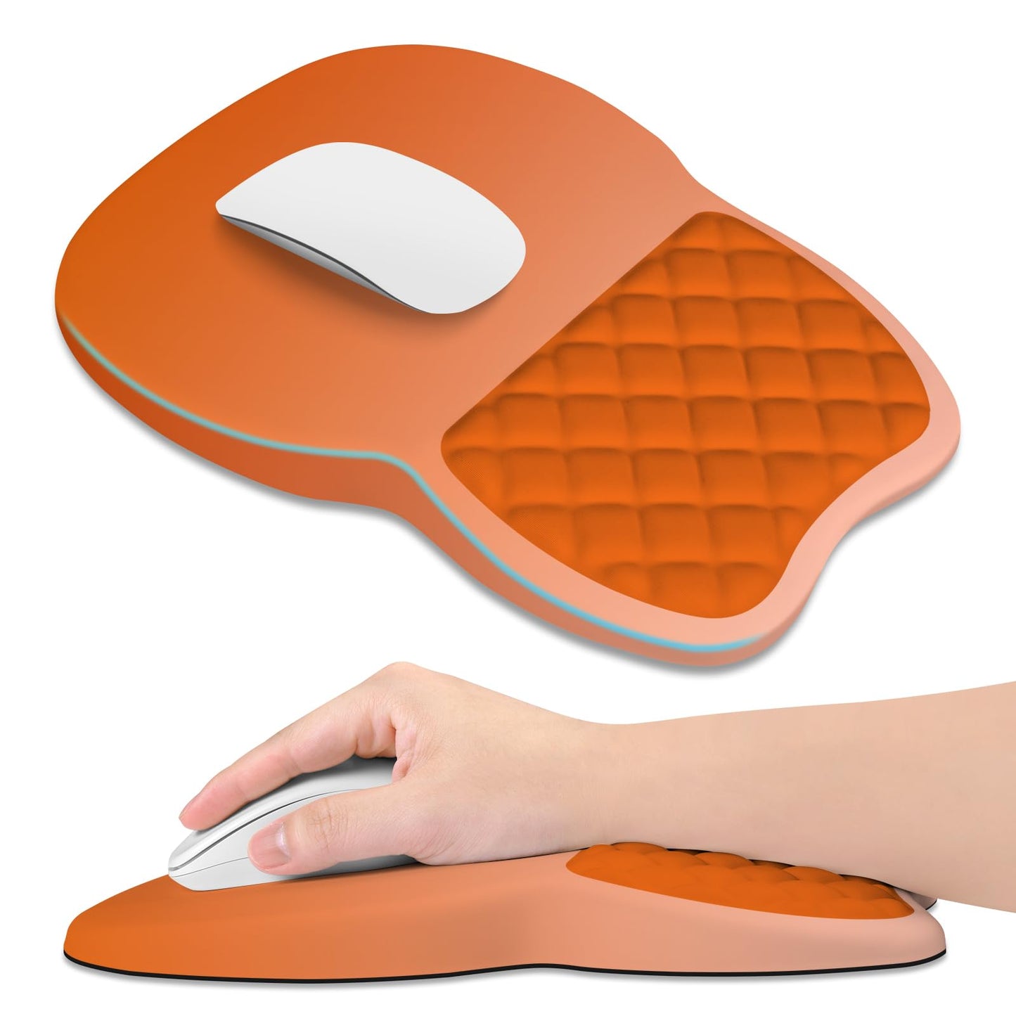 ITNRSIIET Ergonomic Mouse Pad Wrist Support with Memory Foam Massage Bulge & Non-Slip PU Base