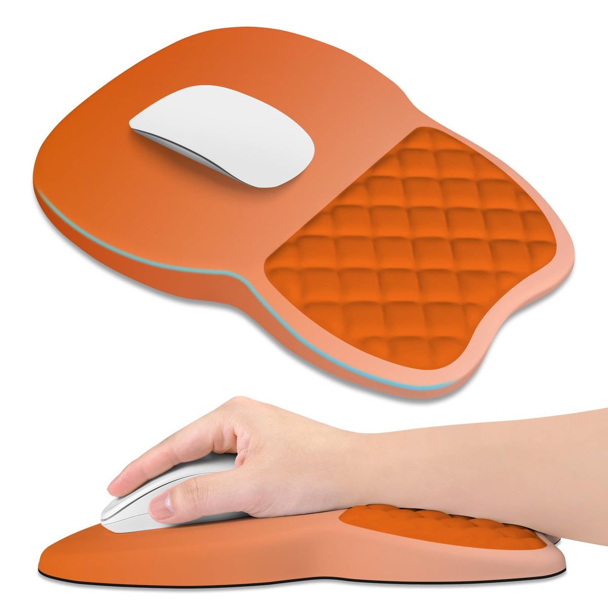ITNRSIIET Ergonomic Mouse Pad Wrist Support with Memory Foam Massage Bulge & Non-Slip PU Base