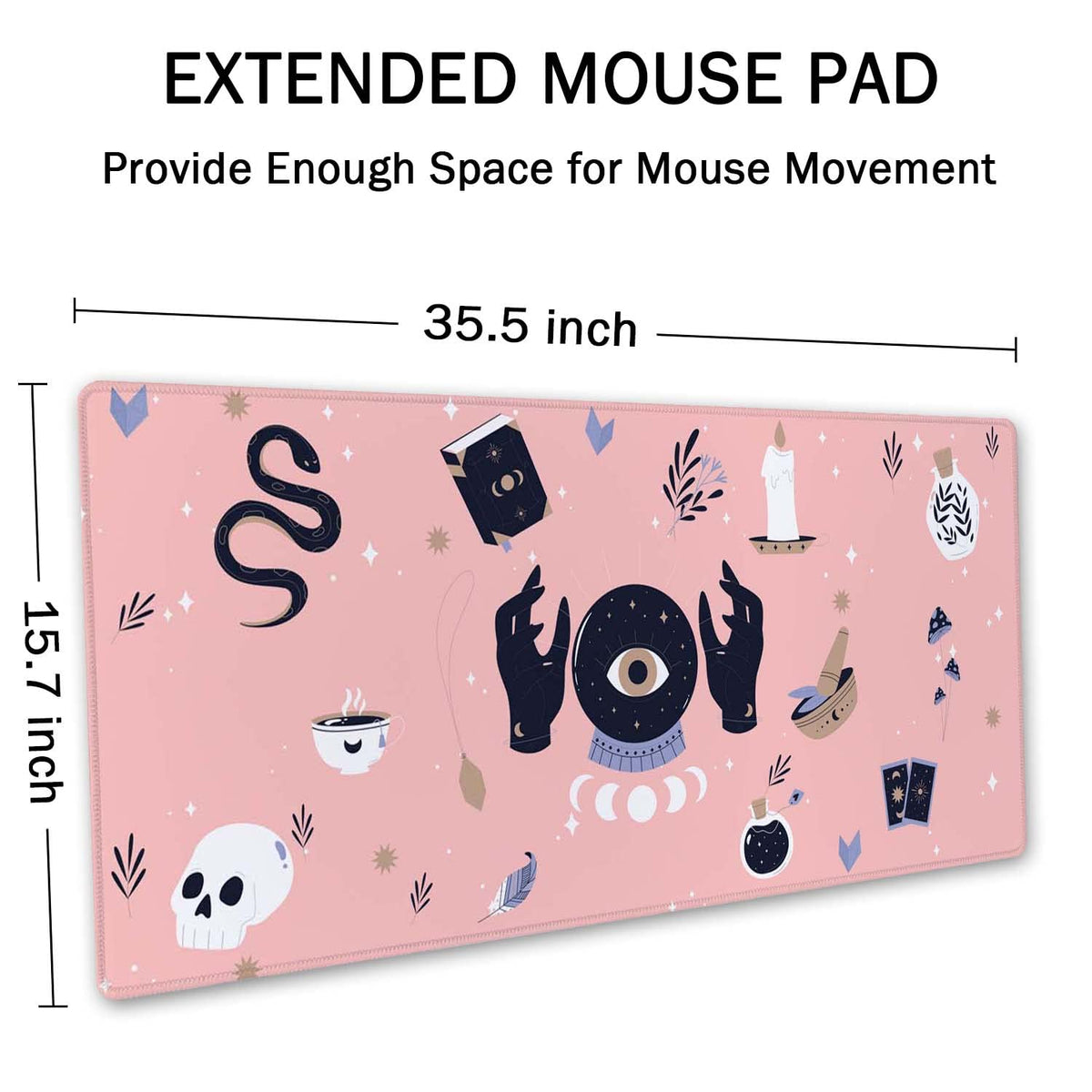 SSOIU Large Mouse Pad, Cute Pink Goth Desk Mat for Desktop, Women Girls Waterproof Gaming Mousepad