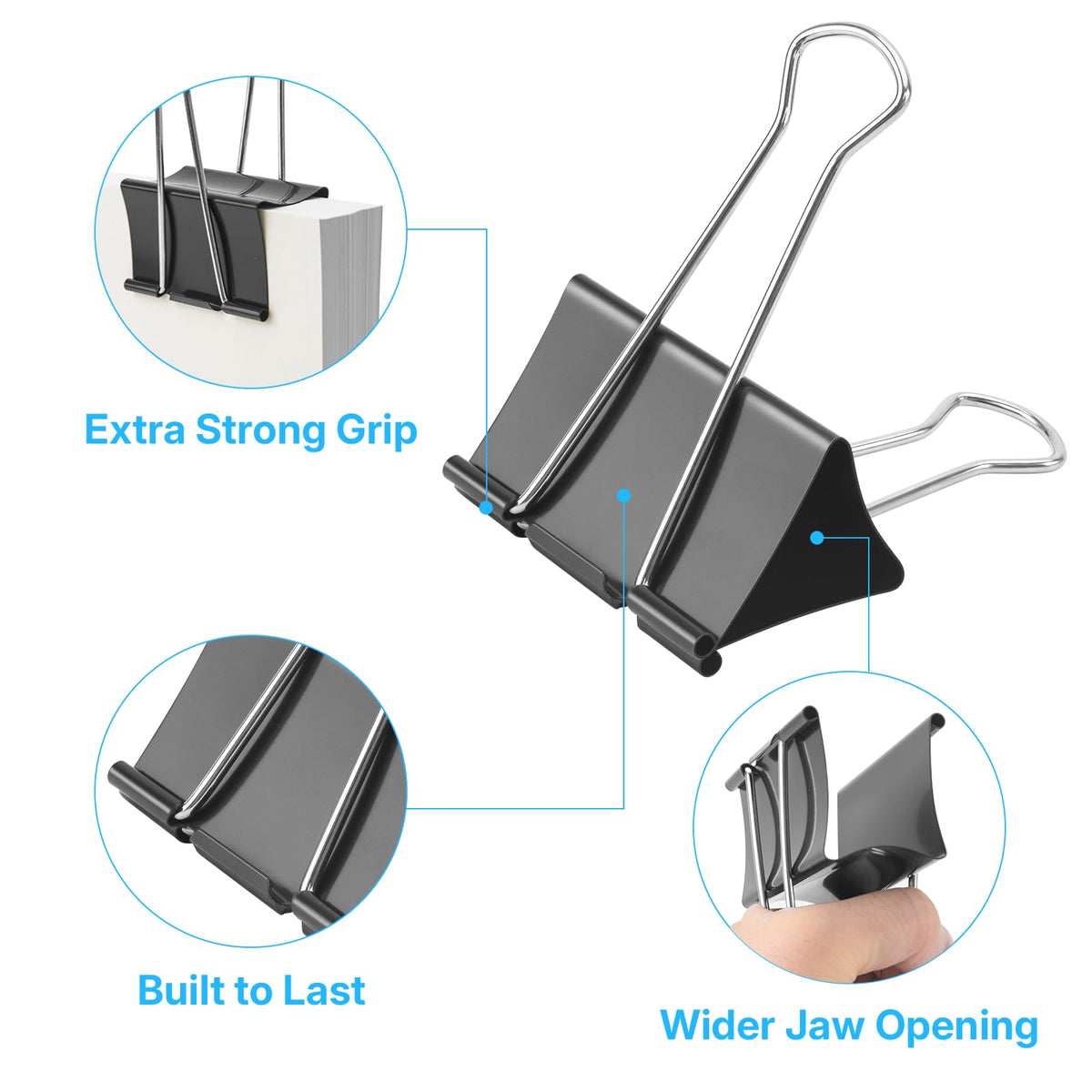 OWLKELA 18 Pcs Binder Clips, 3 Inch, Black