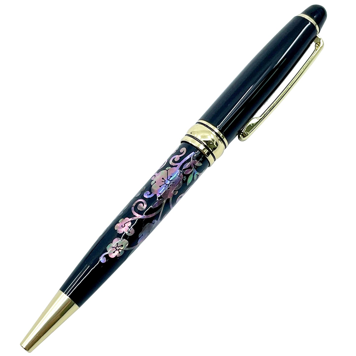 Nacreh Inlay Mother of Pearl Design Handmade Ballpoint Pen Retractable Executive Gift Deluxe