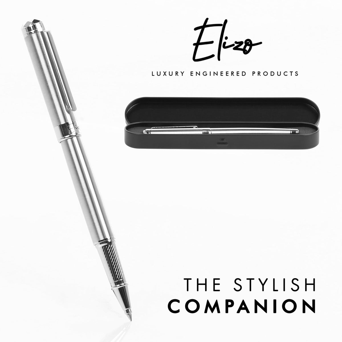 ELIZO Luxury Pen Fancy Chrome Silver Nice Gift Rollerball Cool Pens Best Schmidt Ink EDC Pen