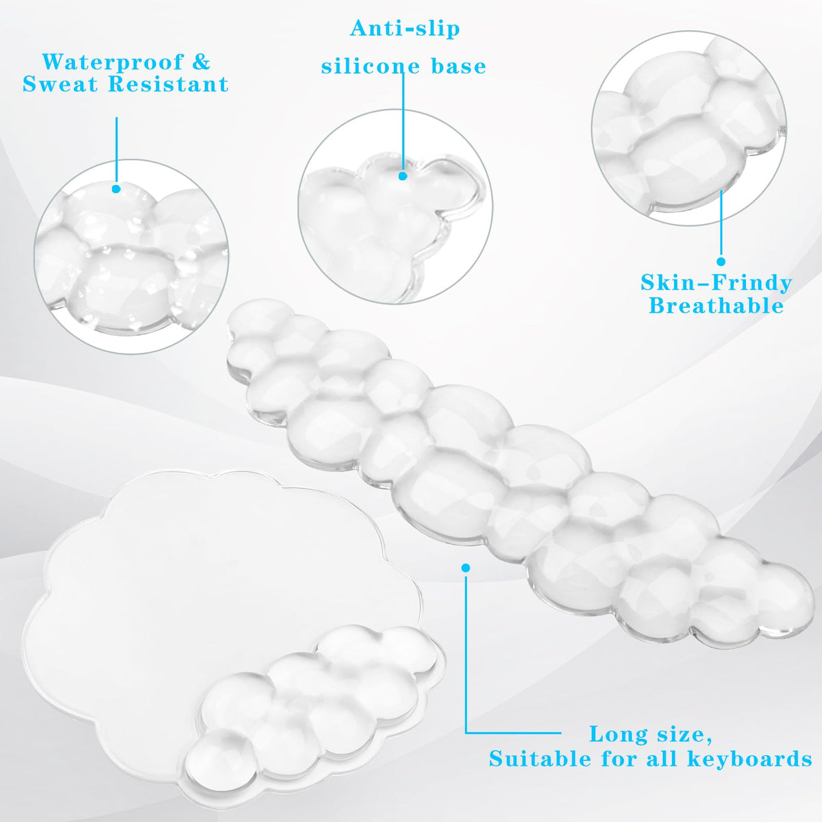 Gel Cloud Keyboard and Mouse Wrist Rest, Cute Wrist Support and Arm Support Rest for Typing Pain