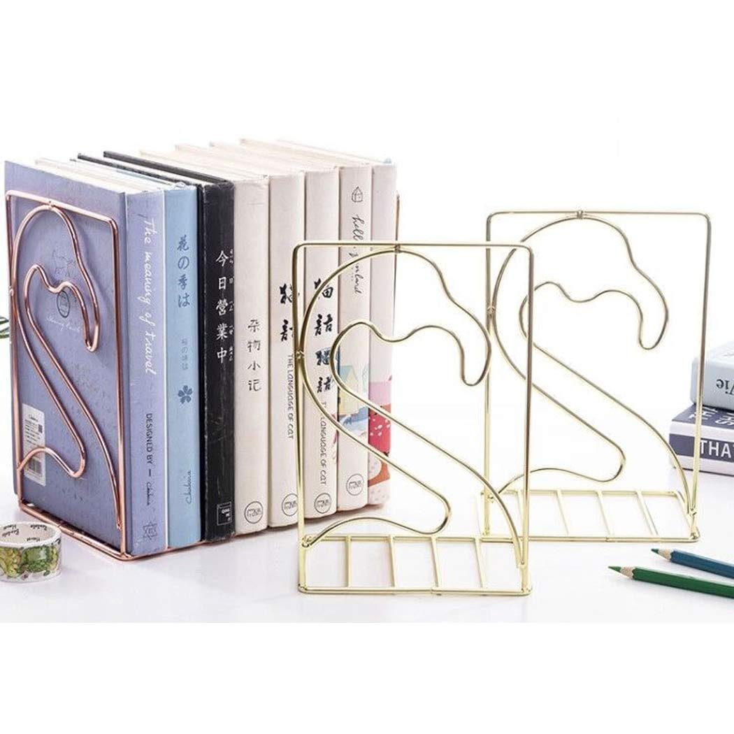 SIPLIV Creative Minimalist Style Bookends Metal Adjustable Books Holder Stand Book Rack Desk