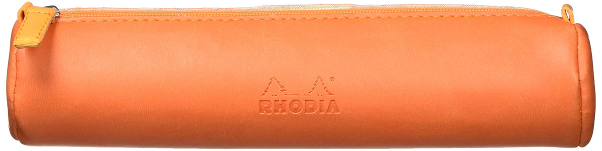 Rhodia 318994C - Rhodiarama Tangerine Round Pencil Case - 21.5 x 5.5 cm - Genuine Orange Stitching