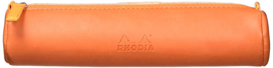 Rhodia 318994C - Rhodiarama Tangerine Round Pencil Case - 21.5 x 5.5 cm - Genuine Orange Stitching