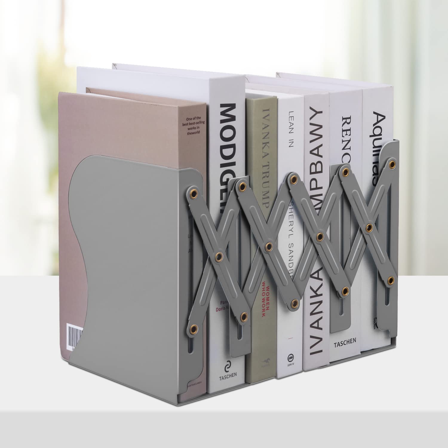 Honagu Adjustable Bookends, Metal Book Ends for Shelves Heavy Book
