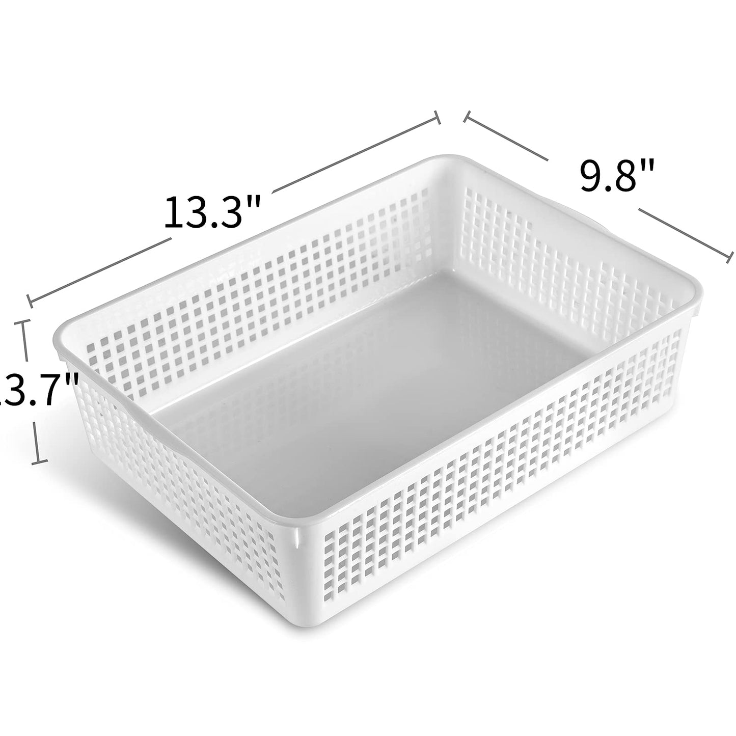 Eslite A4 Size Plastic Storage Basket,Desktop File Paper Letter Organizer Tray, 6-Packs (White)