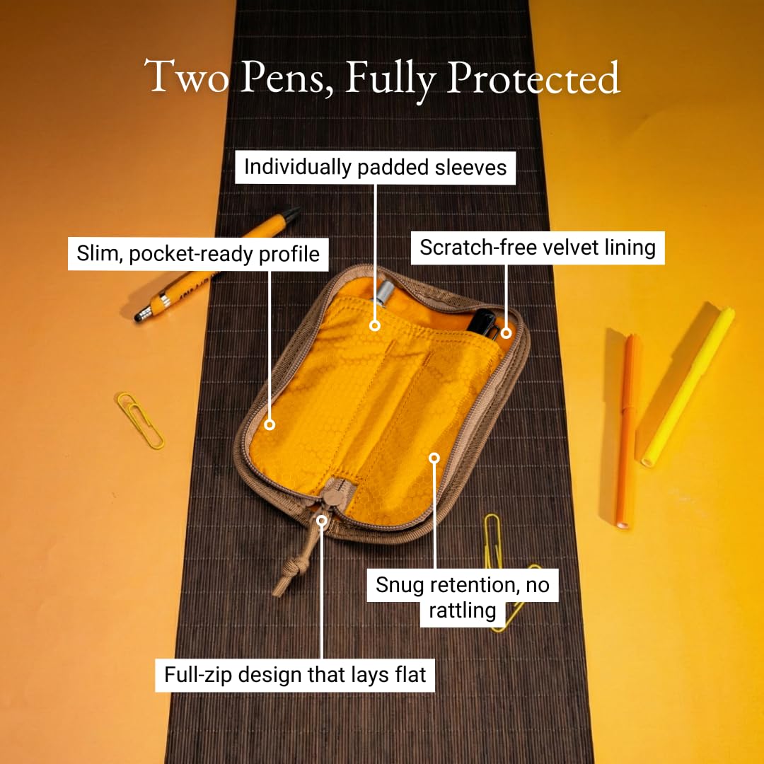 LOCHBY® Duo Pen Pouch | Slim and Elegant Pen Pouch, Durable Waxed Canvas, Lightly Padded for