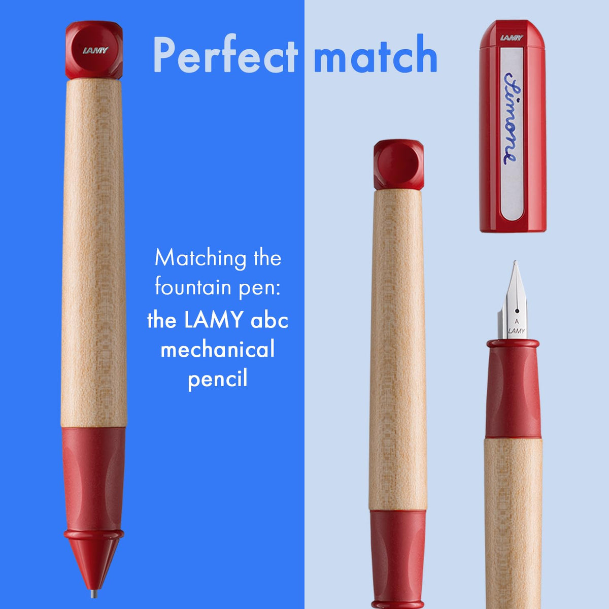 LAMY abc red - child-friendly Fountain Pen for writing beginners with ergonomic grip & polished