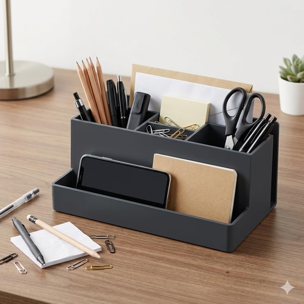 Acrimet Desktop Organizer - Multi Organizer Caddy Holder for Office, Home and School use (Plastic)