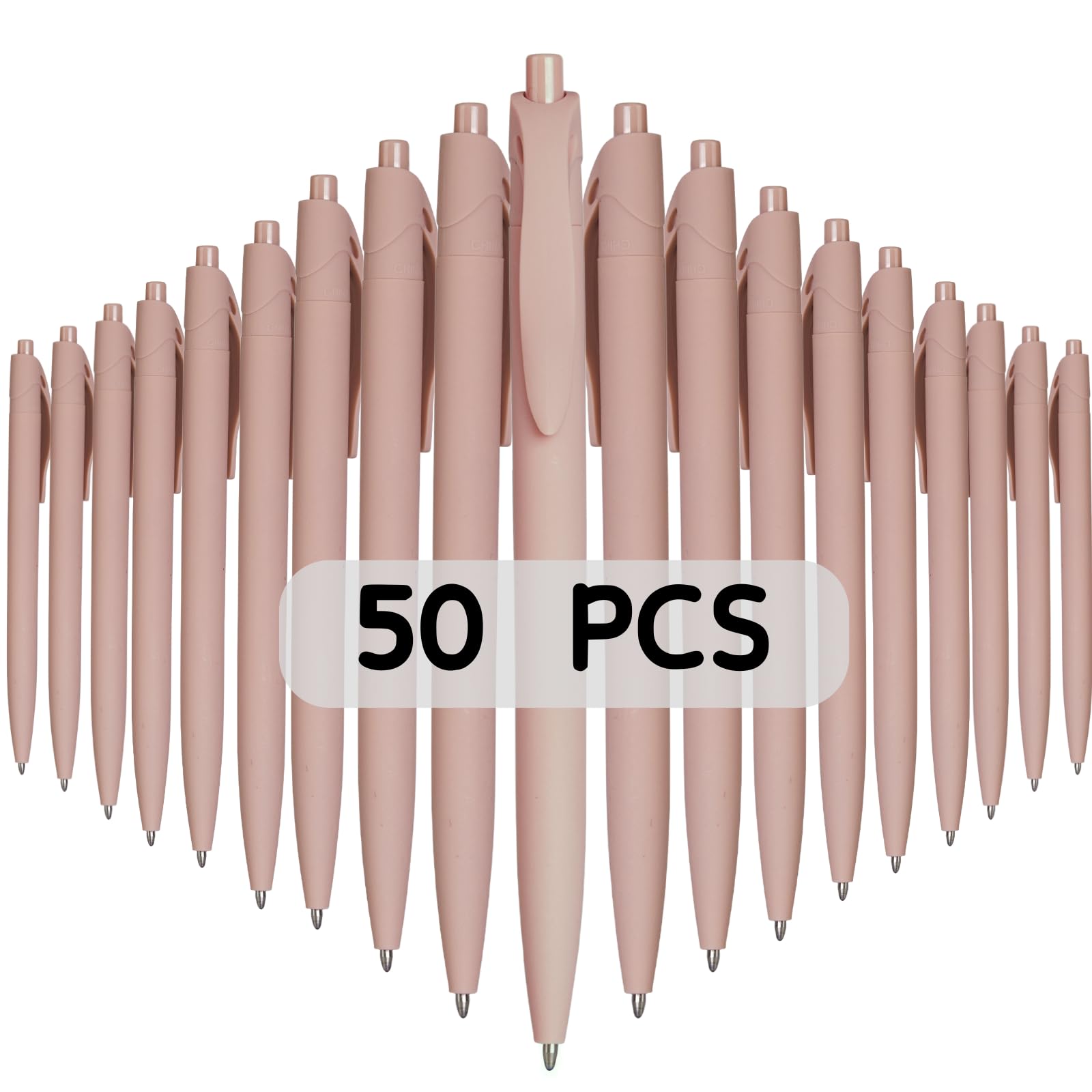 Wiaziert BallPoint Pens, 50 Pack (BLACK Ink),Bulk Pens, Pale Dogwood Pink Barrel,Click Pens for