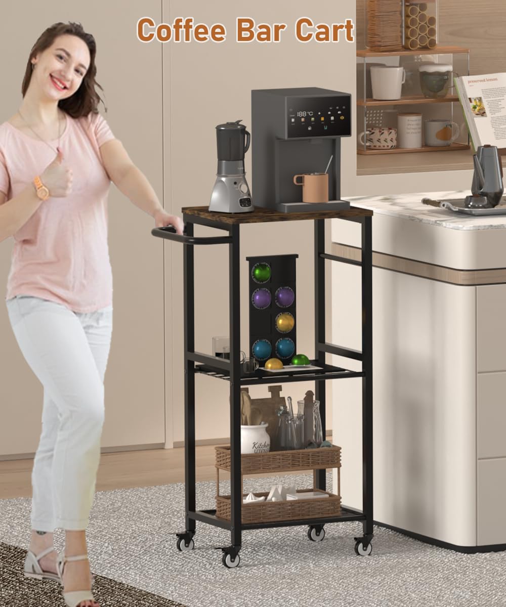 Sungaryard Kitchen Microwave Stand Cart with Storage Rack, Black