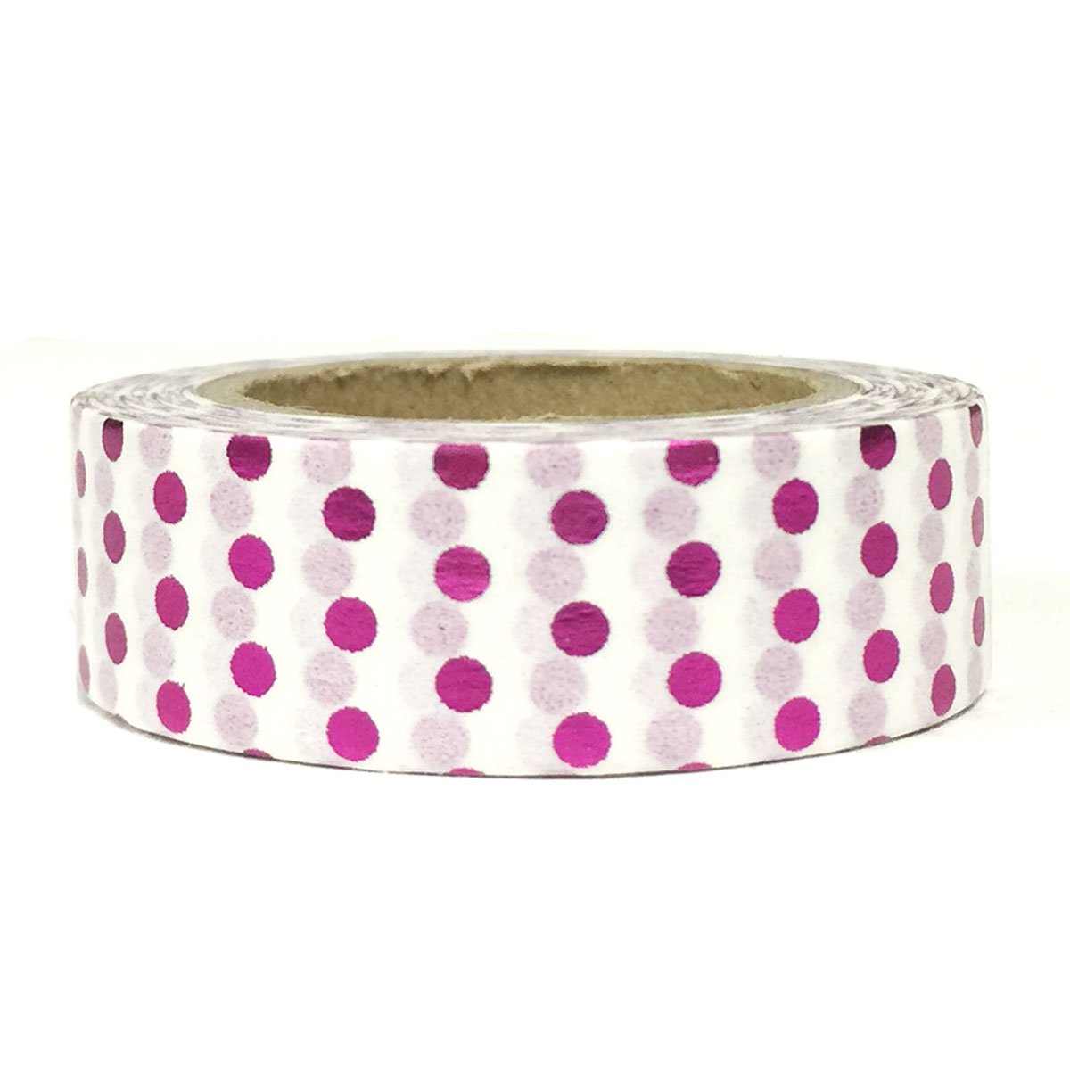 Wrapables Colorful Washi Masking Tape, Metallic Mini Fuchsia Dots