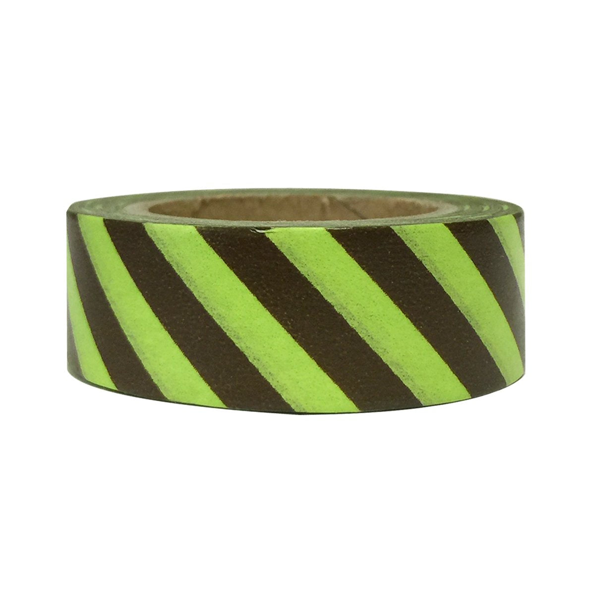 Wrapables Colorful Washi Masking Tape, Green and Brown Diagonal Stripes