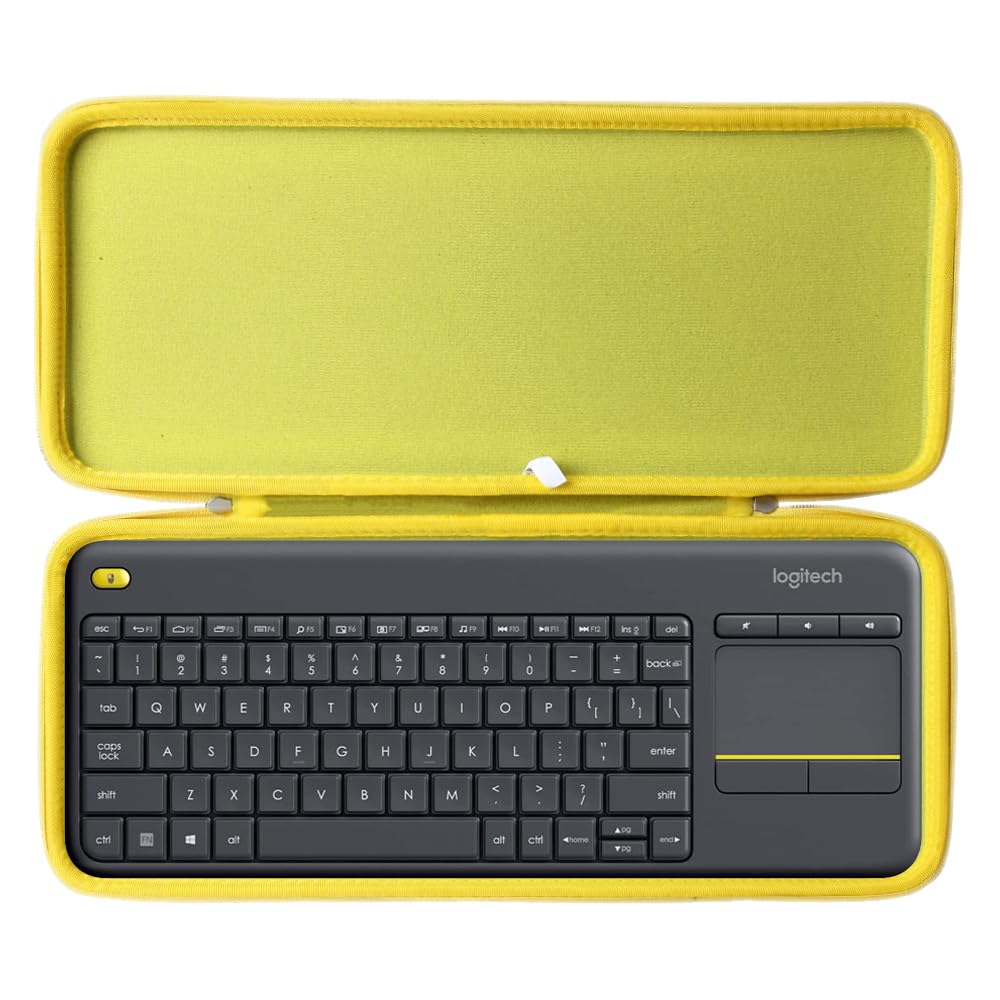 Hermitshell Hard Travel Nylon Case for Logitech K400 Plus Wireless Touch TV Keyboard (Black +