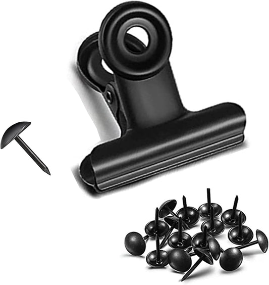 Bulldog Clips with Hole for Push-pin, Paper File Clips with Strong Spring, Small Metal Binder