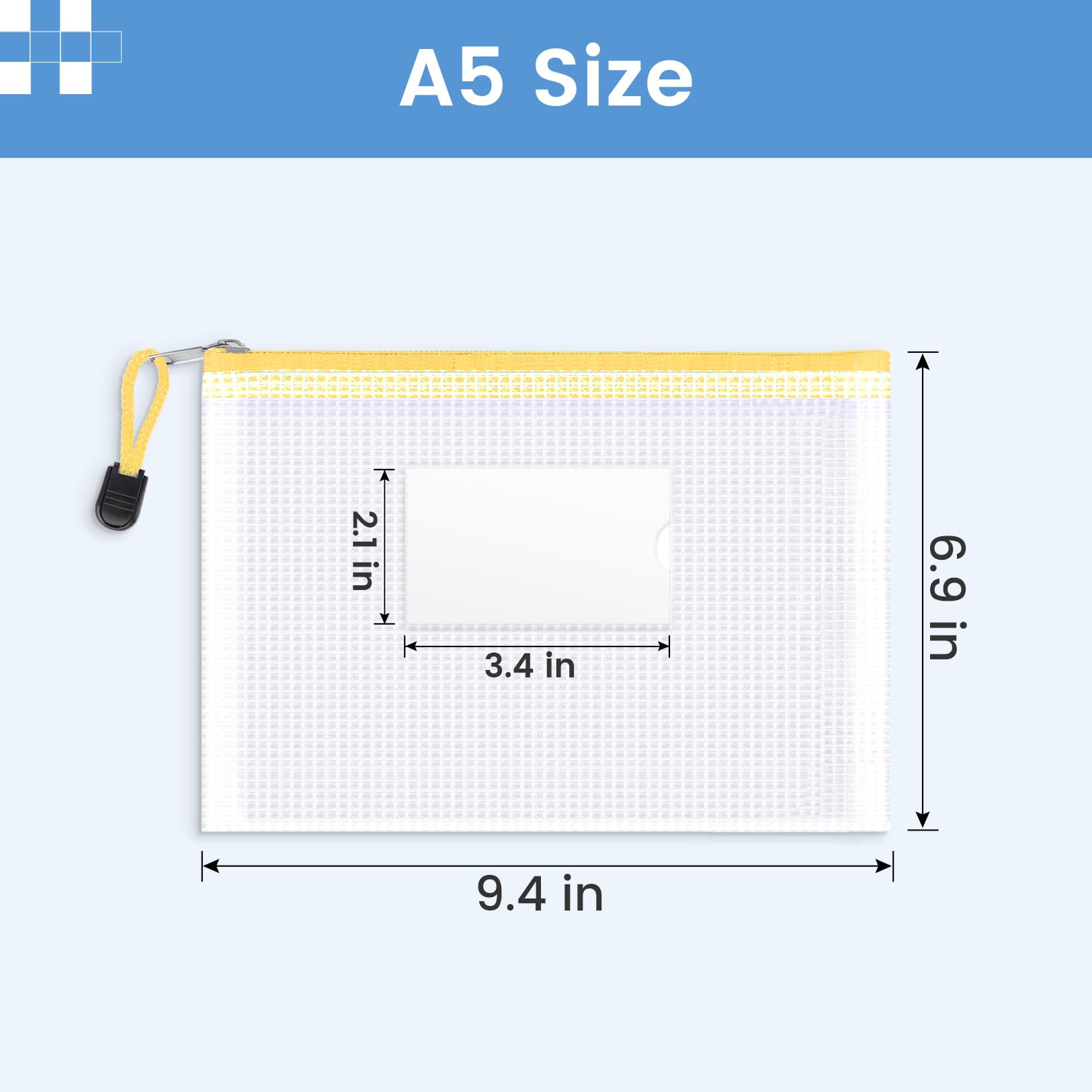 Sooez 24 Pack Mesh Zipper Pouch Bags with Label Pocket, A5 (9.4×6.8 in) Small Pencil Case Pouch for