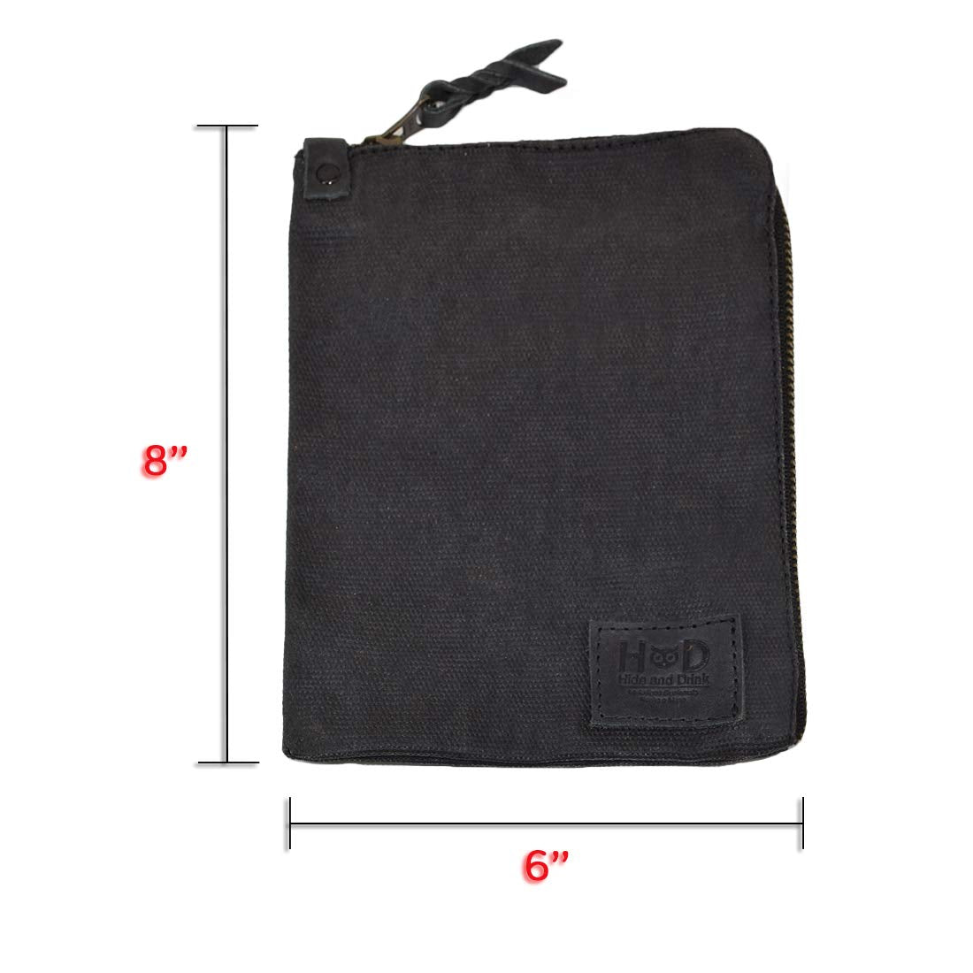 Hide & Drink, Scribbler Case for Notebook Handmade from Waxed Canvas (Charcoal Black)