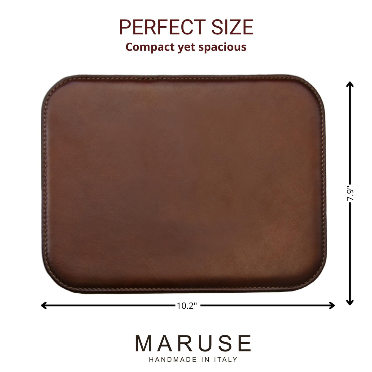 Maruse Italian Leather Mouse Pad for Home or Office Desktop, Handmade in Italy, Brown