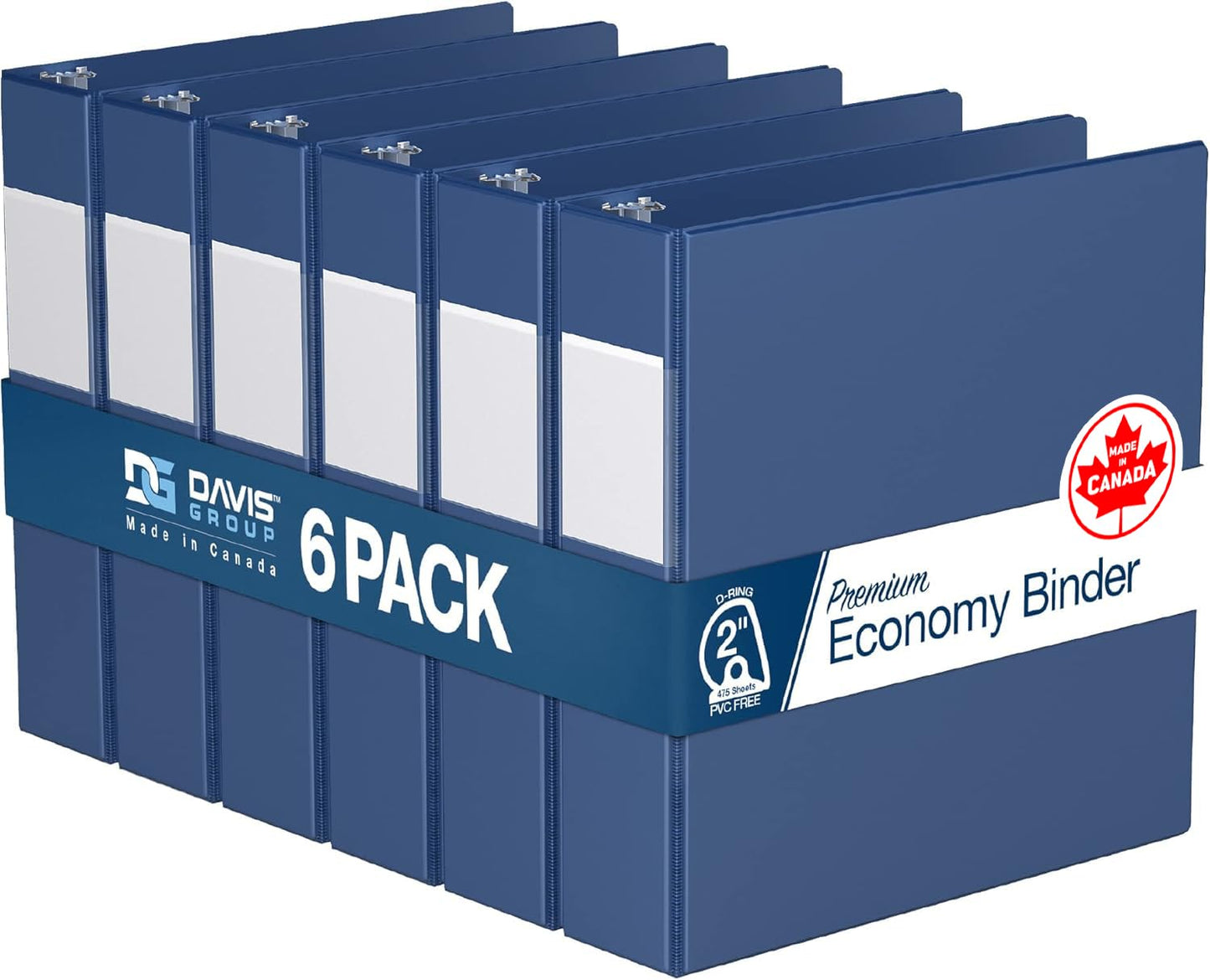 Premium Economy 3-Ring Binder, Spine Label, 2" D Rings, Royal Blue, 6 Pack